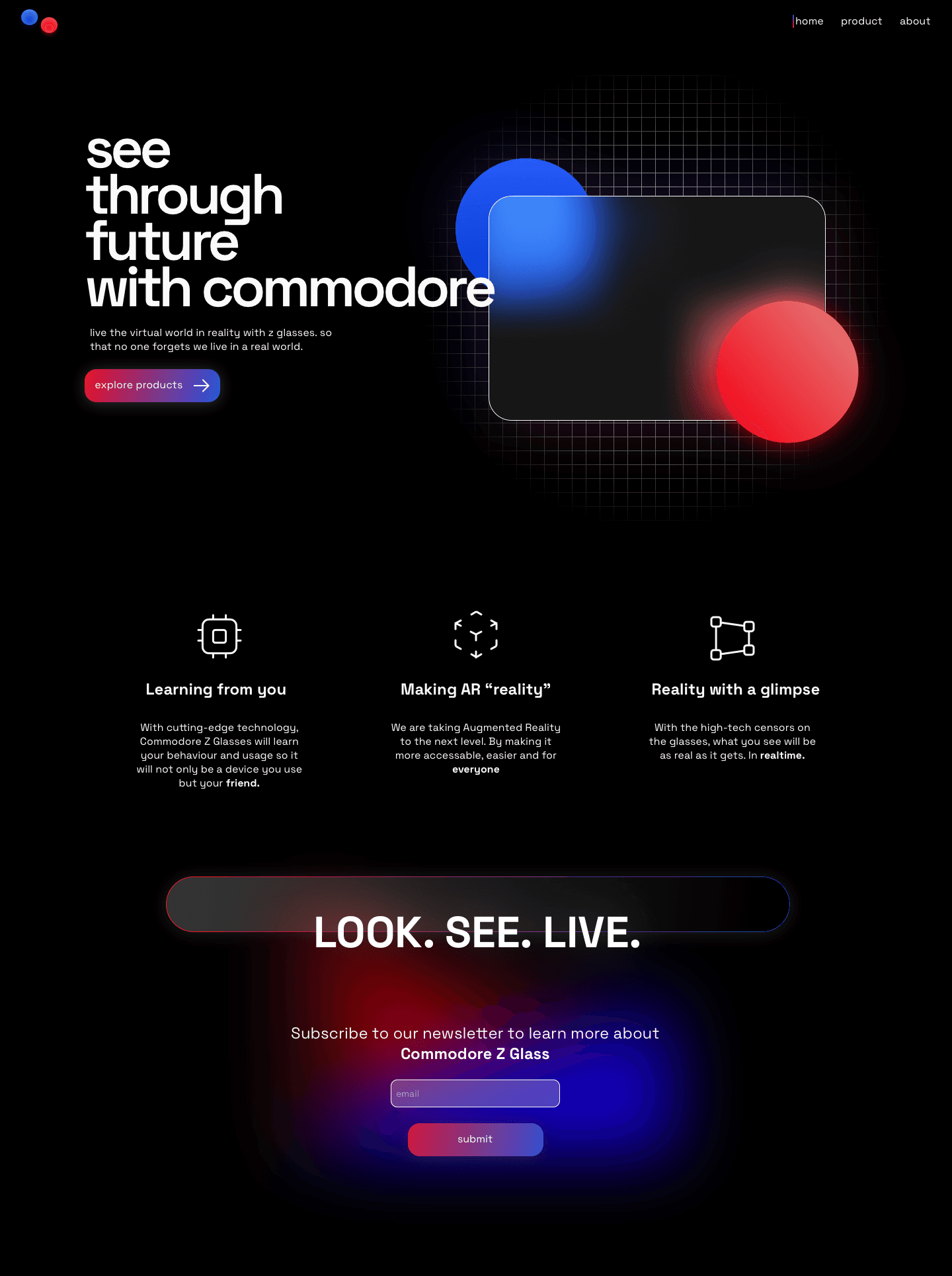 Commodore Z Glass landing page