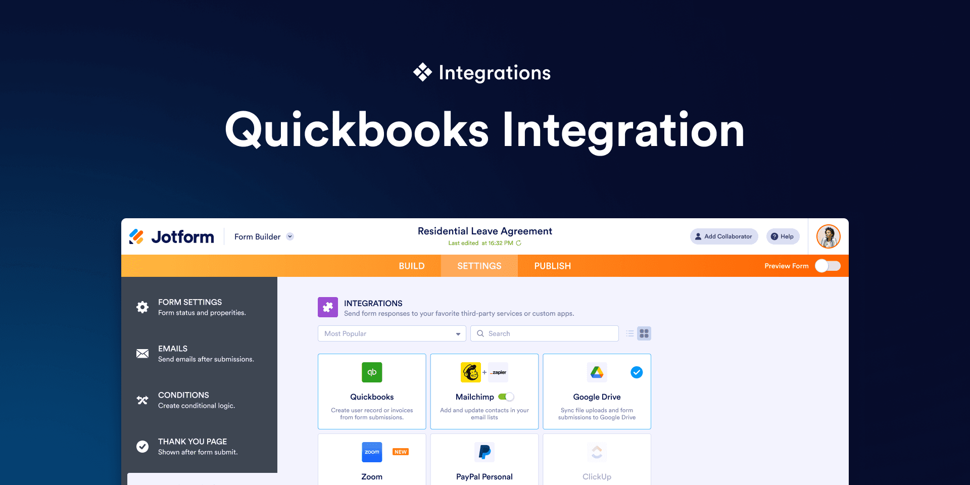 Jotform QuickBooks integration cover