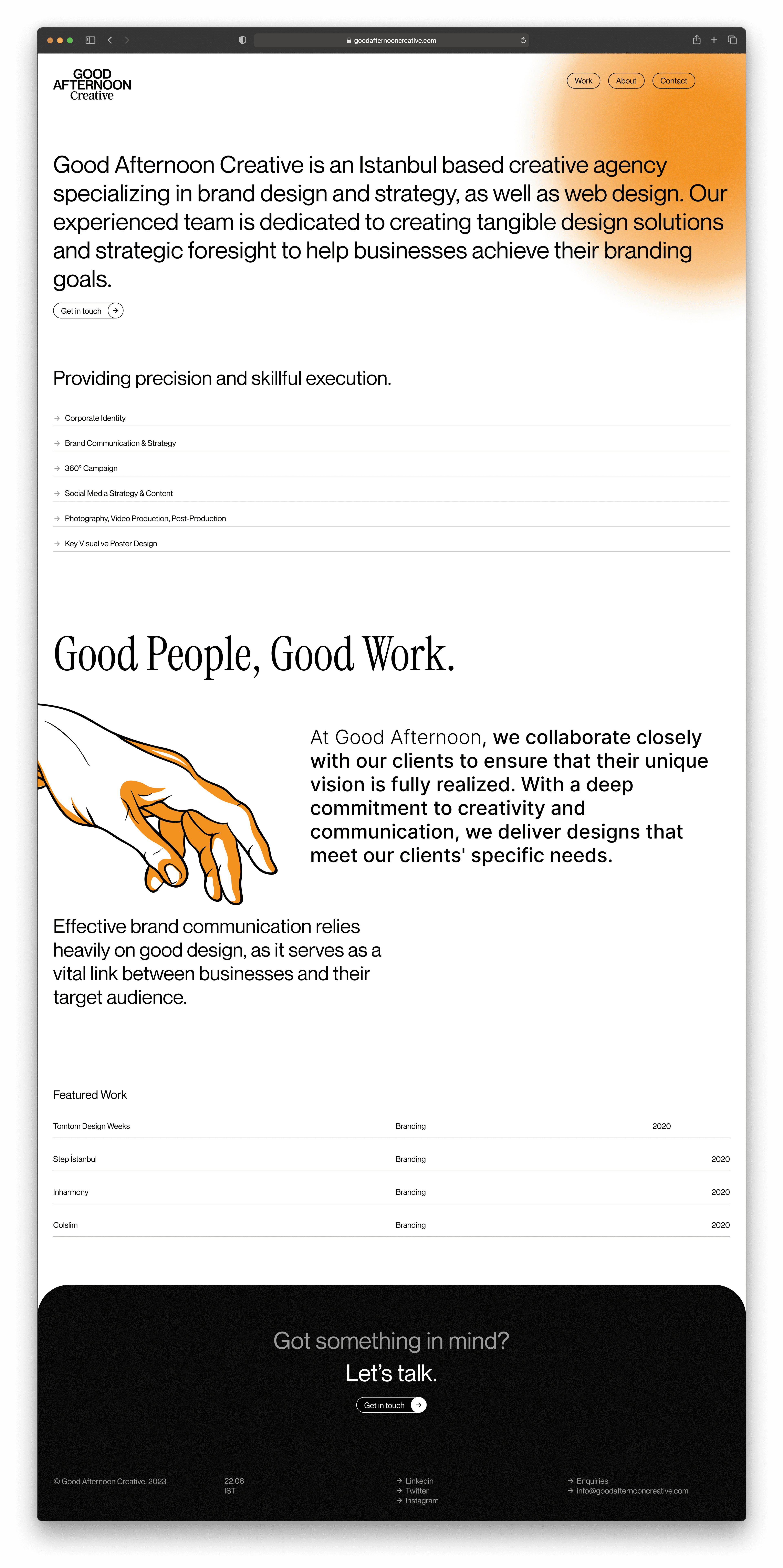 Full Good Afternoon Creative landing page