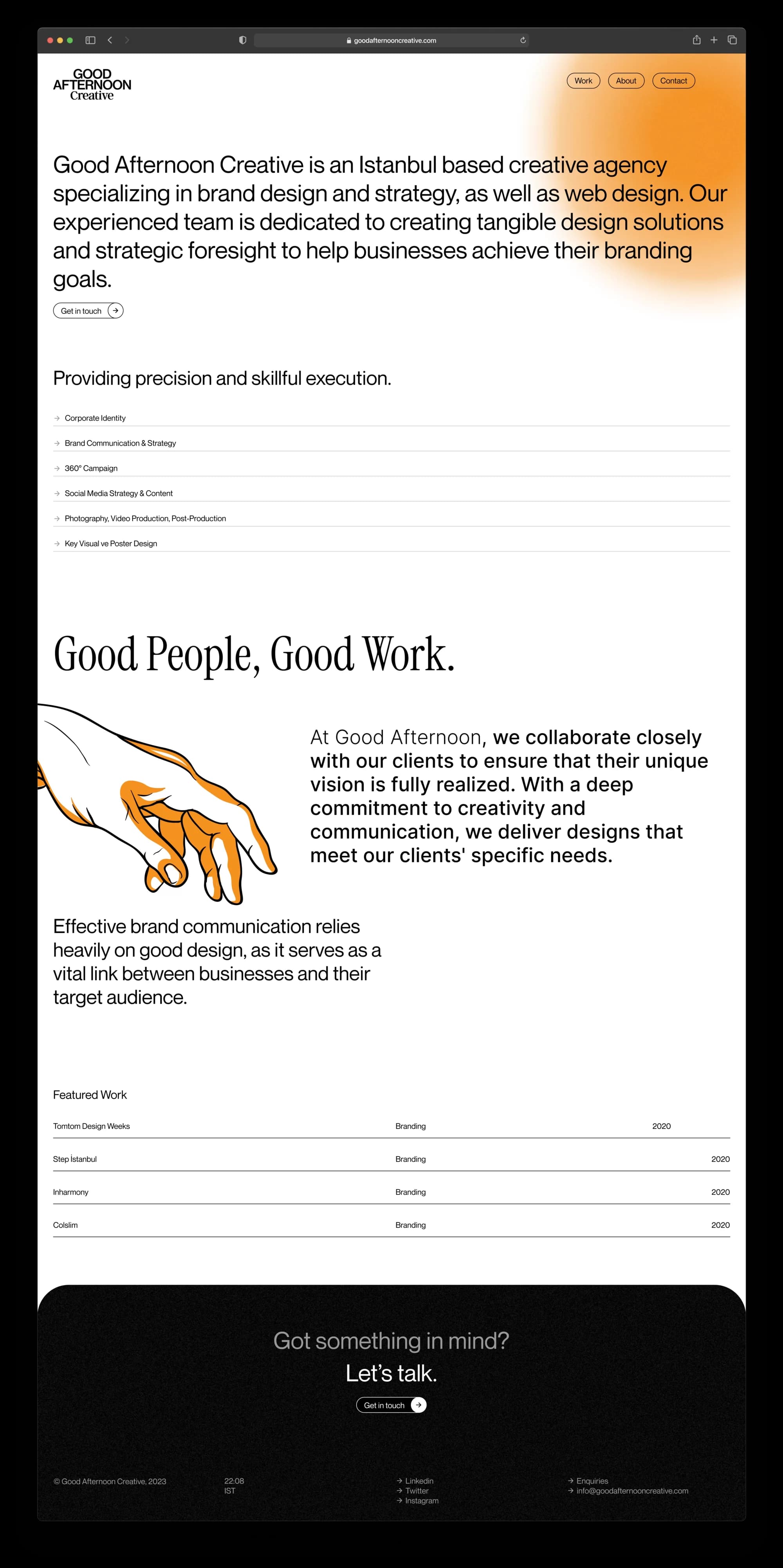 Full Good Afternoon Creative landing page