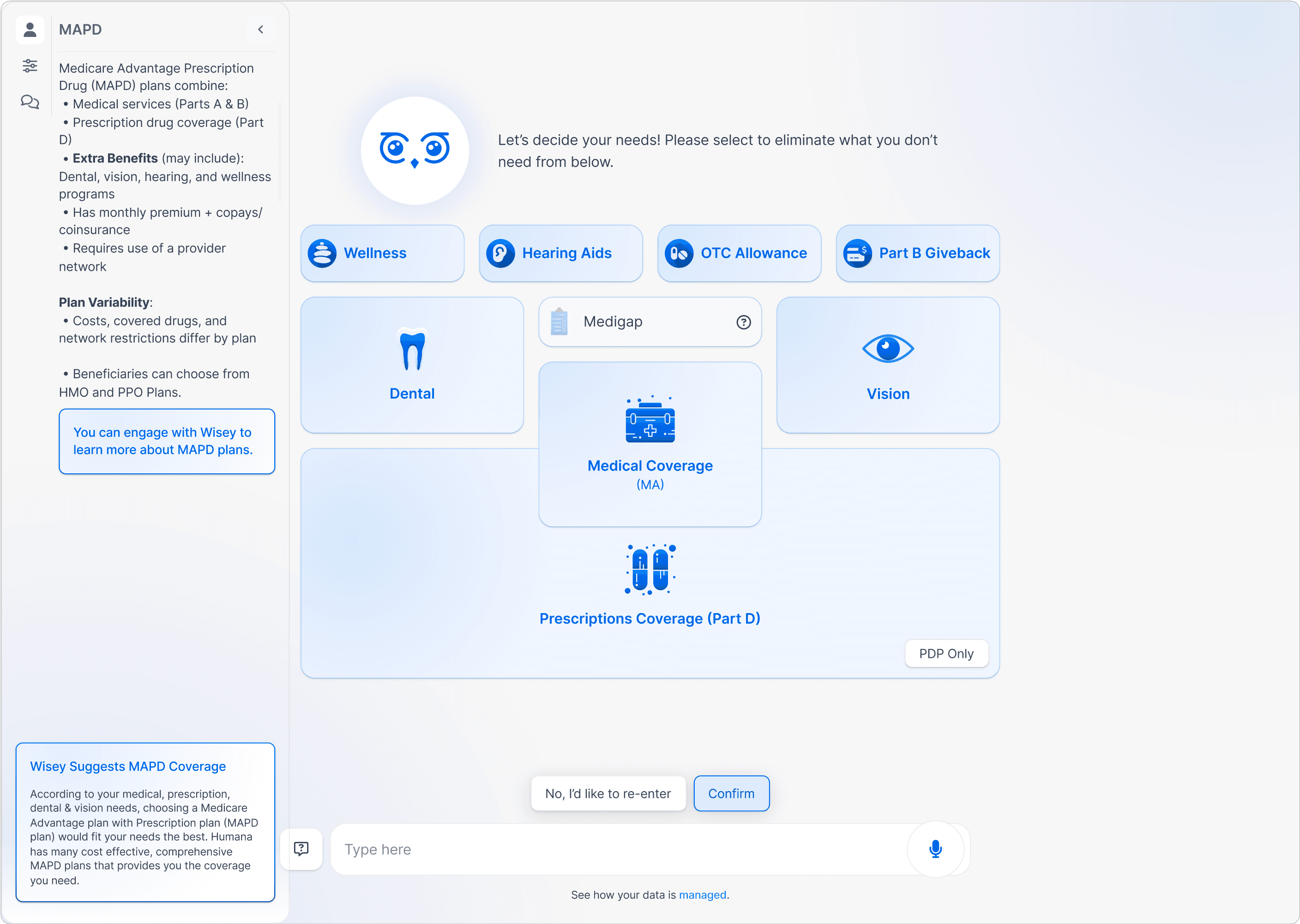 Explainable selection wizard